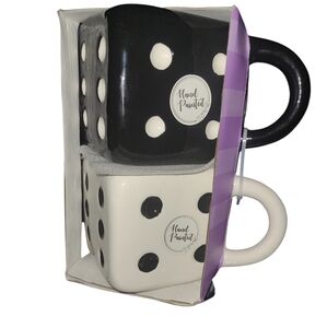 🎲HP🎲Hand Painted Black and White Polka Dot Mugs🎲